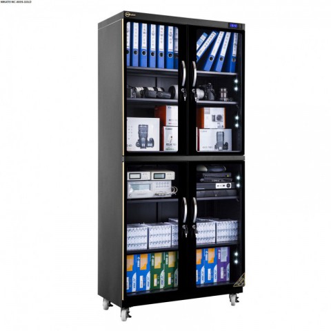 Tủ chống ẩm cao cấp Nikatei NC-600S viền nhôm mạ vàng